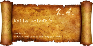 Kalla Acicét névjegykártya